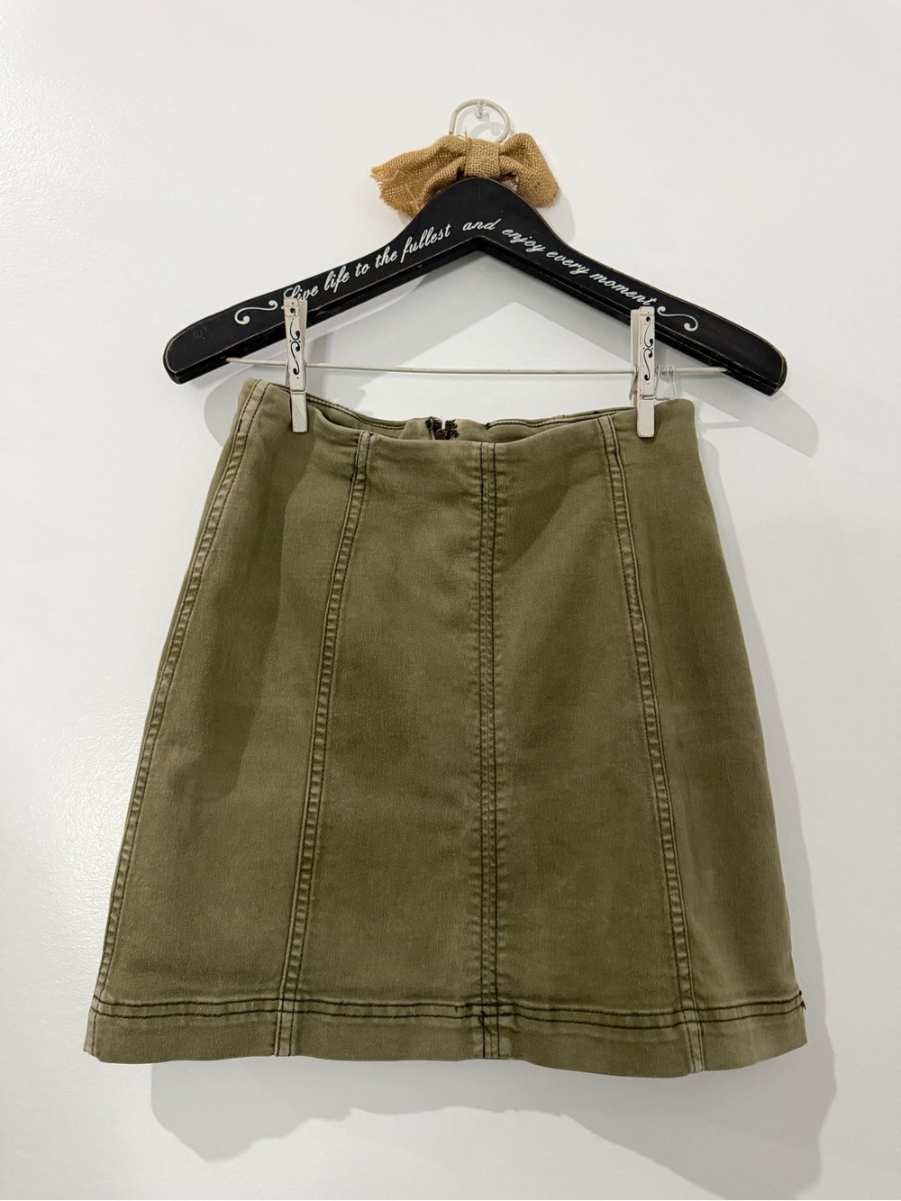 Free People Olive Utility A-Line Skirt